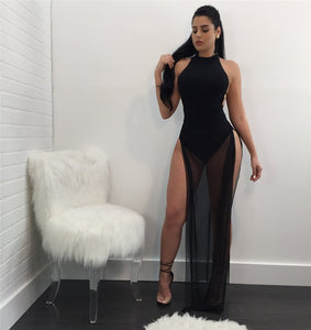 Halter Backless High Slit Sexy Dress