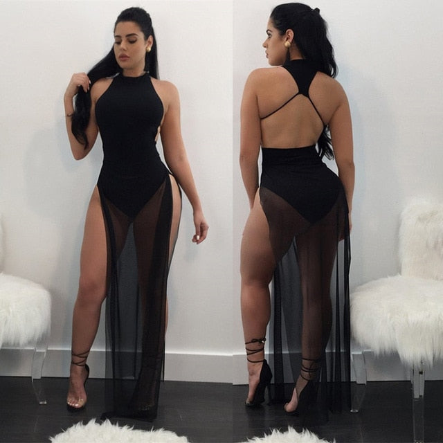 Halter Backless High Slit Sexy Dress