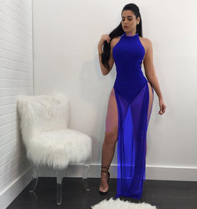 Halter Backless High Slit Sexy Dress