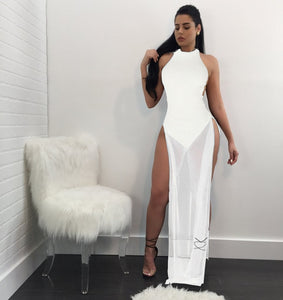 Halter Backless High Slit Sexy Dress