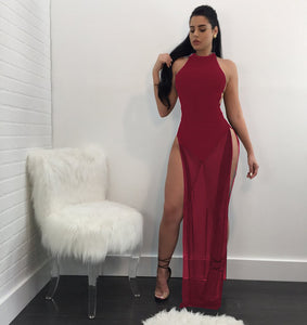 Halter Backless High Slit Sexy Dress