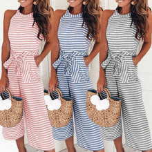 Load image into Gallery viewer, Women Sleeveless Striped Jumpsuit