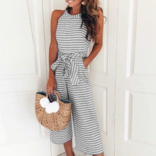 Load image into Gallery viewer, Women Sleeveless Striped Jumpsuit